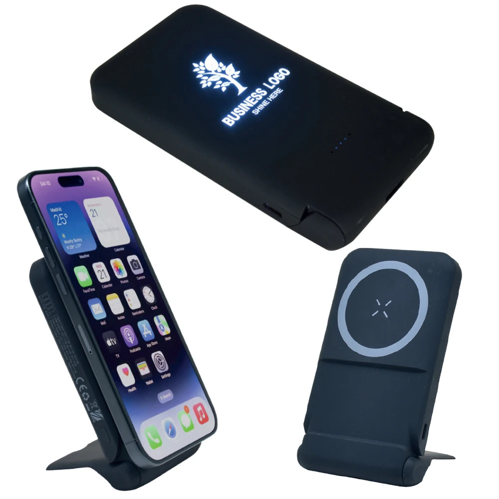 10.000 mAh Işıklı Logolu  Kendinden Standlı Powerbank Promozone