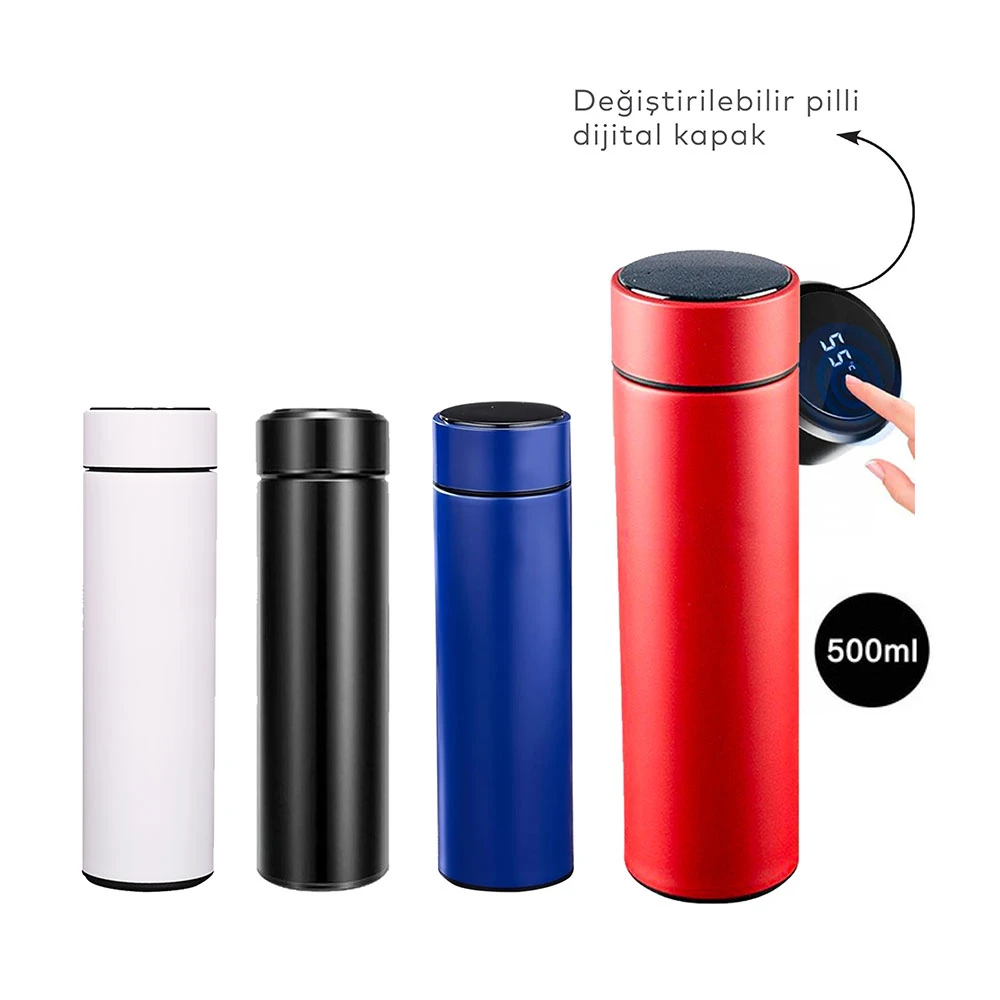 Isı Dijital Dereceli Akıllı Termos 500 ml Promozone