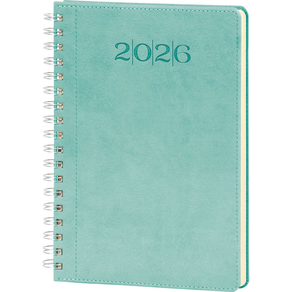 20 x 28 cm Spiralli Termo Deri Kapaklı Günlük Tarihli Ajanda 336 Sayfa 70 gr Ivory Krem Çizgili İç Kağıt Promozone