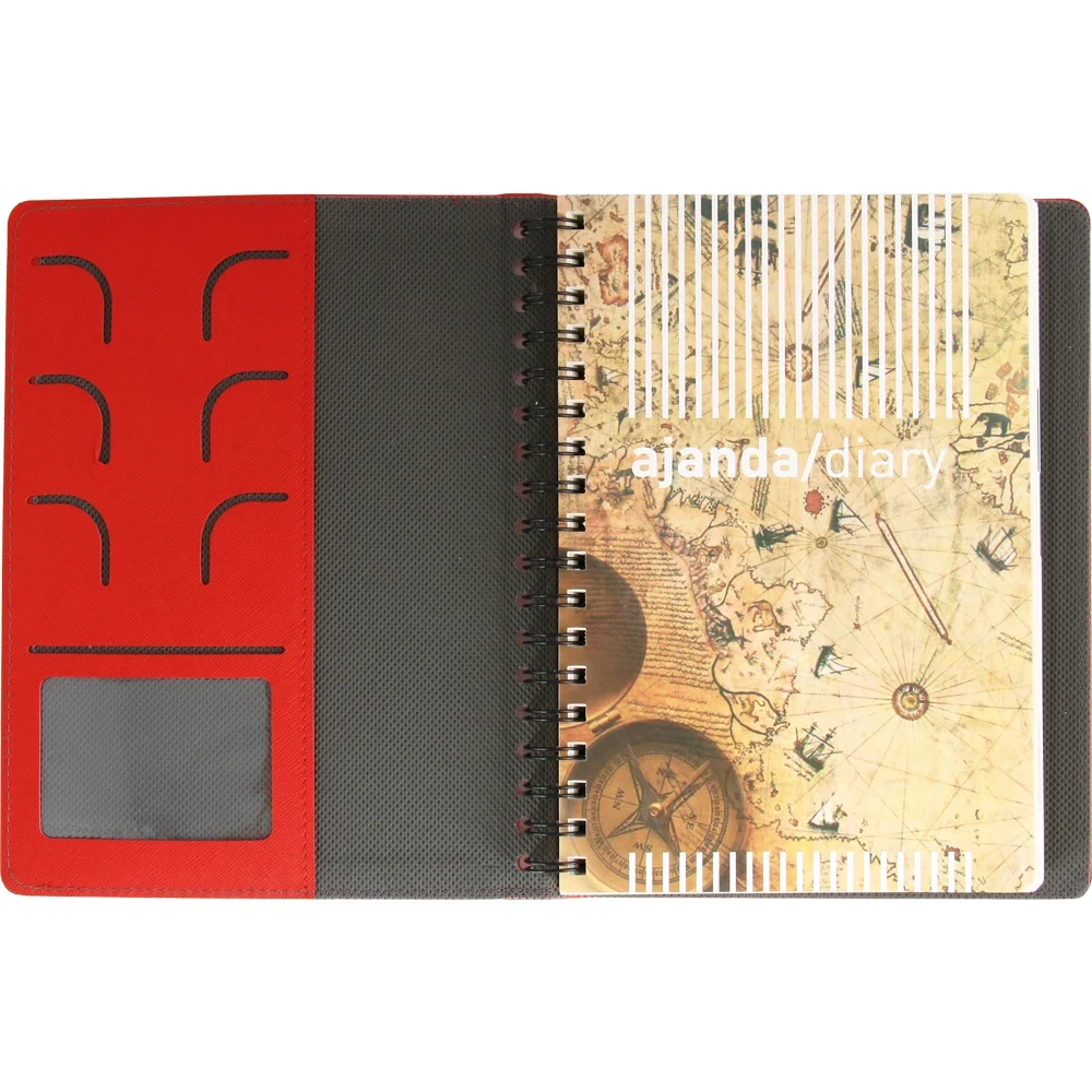 17,5 x 24 cm Gizli Spiralli Termo Deri Sert Kapaklı Günlük Tarihli Ajanda 336 Sayfa 70 gr Ivory Krem Çizgili İç Kağıt