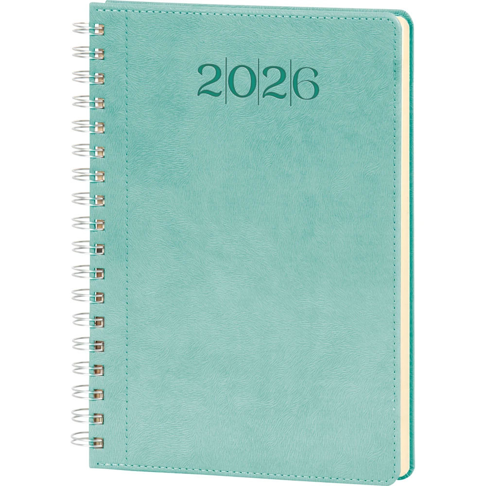 20 x 28 cm Spiralli Termo Deri Kapaklı Haftalık Tarihli Ajanda 128 Sayfa 90 gr Ivory Krem Çizgili İç Kağıt Promozone