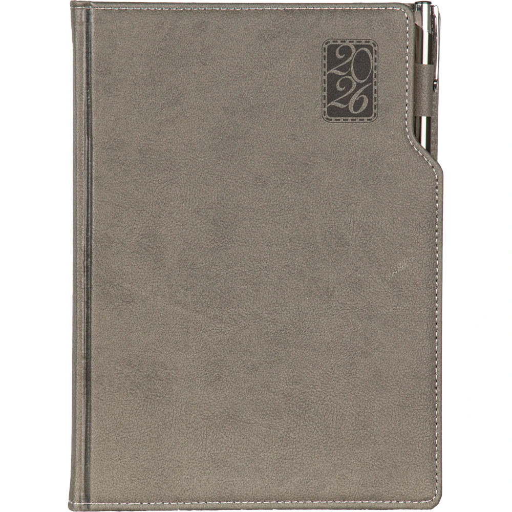 17 x 24 cm Termo Deri Sert Kapaklı Günlük Tarihli Ajanda 336 Sayfa 70 gr Ivory Krem Çizgili İç Kağıt Kalem Tutuculu Promozone