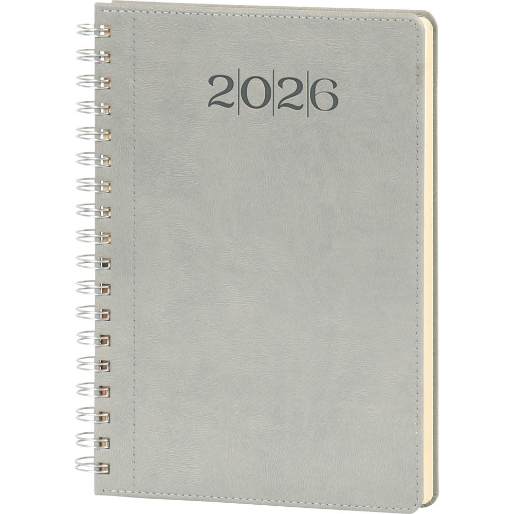 20 x 28 cm Spiralli Termo Deri Kapaklı Günlük Tarihli Ajanda 336 Sayfa 70 gr Ivory Krem Çizgili İç Kağıt Promozone