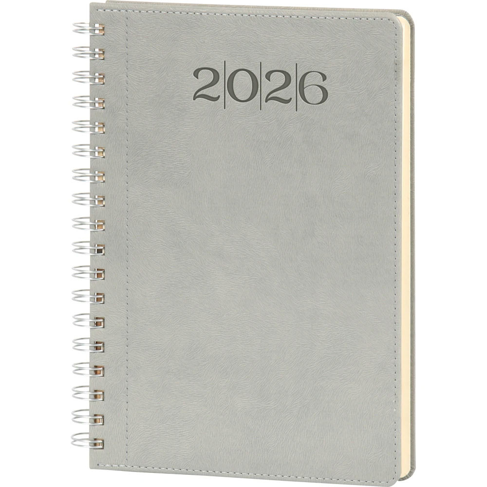 20 x 28 cm Spiralli Termo Deri Kapaklı Haftalık Tarihli Ajanda 128 Sayfa 90 gr Ivory Krem Çizgili İç Kağıt Promozone