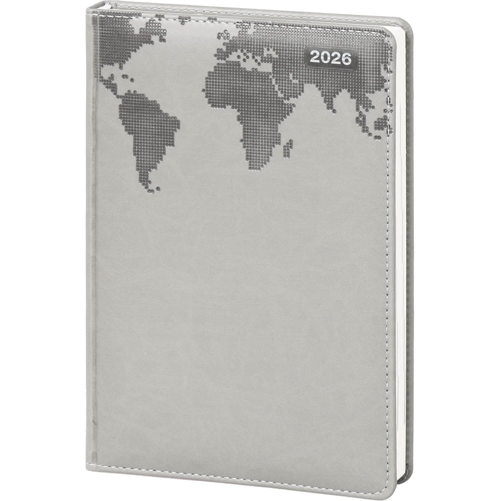 17 x 24 cm Dünya Haritalı Termo Deri Sert Kapaklı Günlük Tarihli Ajanda 336 Sayfa 70 gr Ivory Krem Çizgili İç Kağıt Promozone
