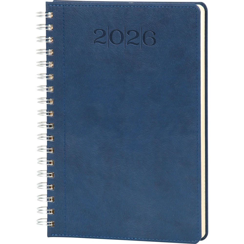 20 x 28 cm Spiralli Termo Deri Kapaklı Günlük Tarihli Ajanda 336 Sayfa 70 gr Ivory Krem Çizgili İç Kağıt Promozone