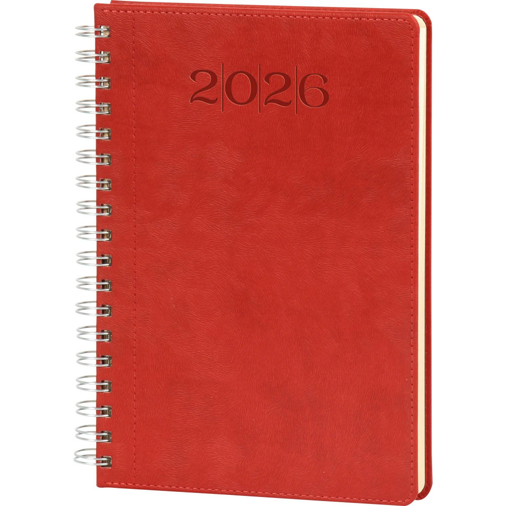 20 x 28 cm Spiralli Termo Deri Kapaklı Günlük Tarihli Ajanda 336 Sayfa 70 gr Ivory Krem Çizgili İç Kağıt Promozone
