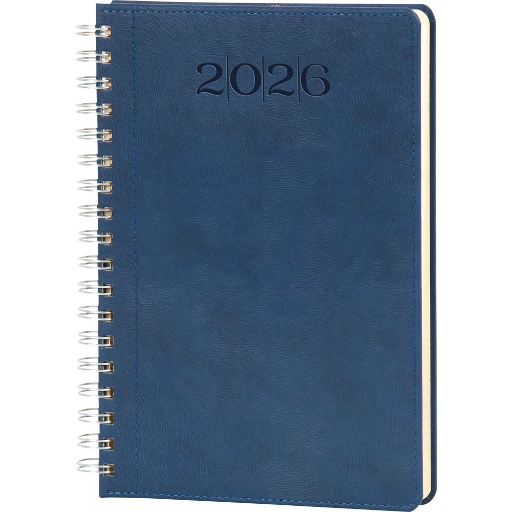 20 x 28 cm Spiralli Termo Deri Kapaklı Haftalık Tarihli Ajanda 128 Sayfa 90 gr Ivory Krem Çizgili İç Kağıt Promozone