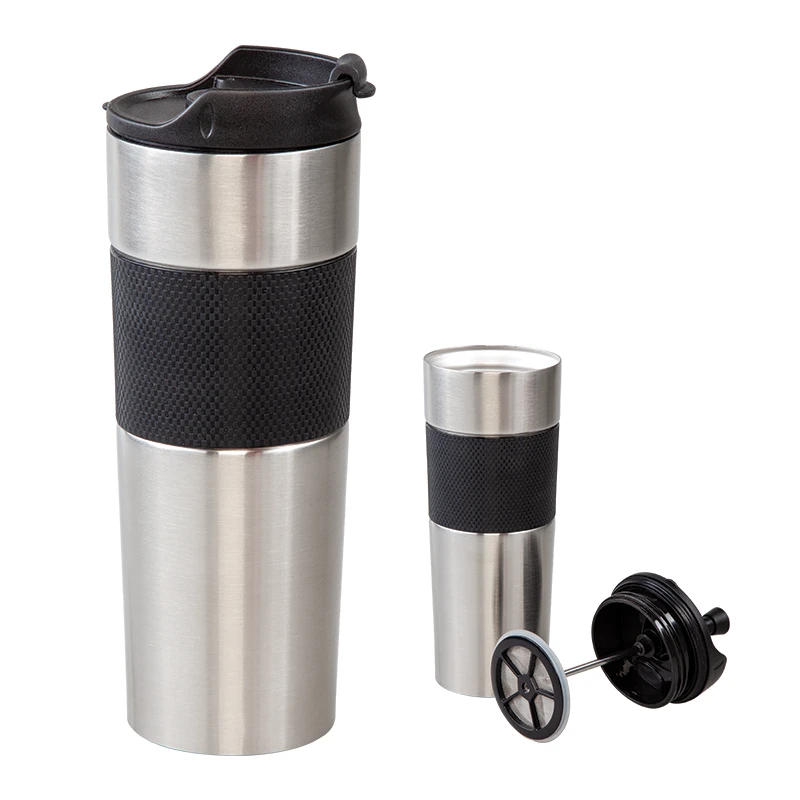 French Press Çelik Termos / 450 Ml - Krom