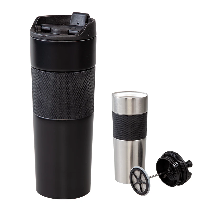 French Press Çelik Termos / 450 Ml - Siyah