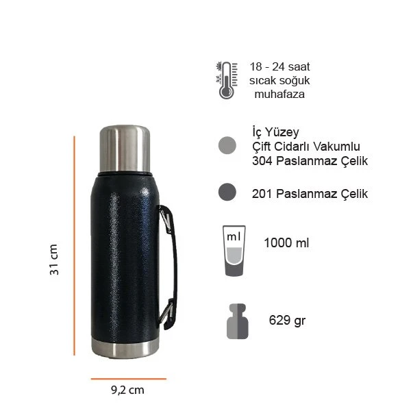 Termos 1000 Ml (16-24 Saat Sıcak Soğuk Muhafaza) Promozone