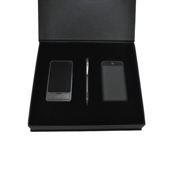 3 Işıklı Ürünlü Kutulu Vip Hediye Seti (Powerbank - Kablosuz Şarj Cihazı - Kalem) Promozone