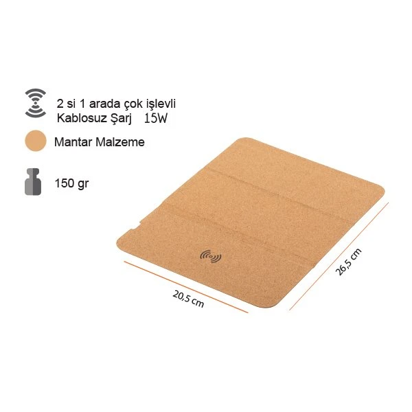 Mantar Kablosuz Şarj Mousepad Promozone