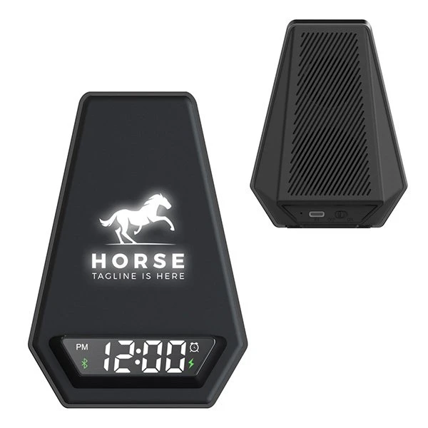 15W Işıklı Kablosuz Şarj Cihazı - Bluetooth Hoparlör (Akıllı Saat ve Alarm Özellikli) Promozone