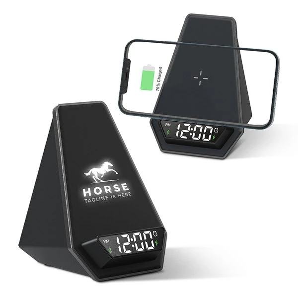 15W Işıklı Kablosuz Şarj Cihazı - Bluetooth Hoparlör (Akıllı Saat ve Alarm Özellikli) Promozone