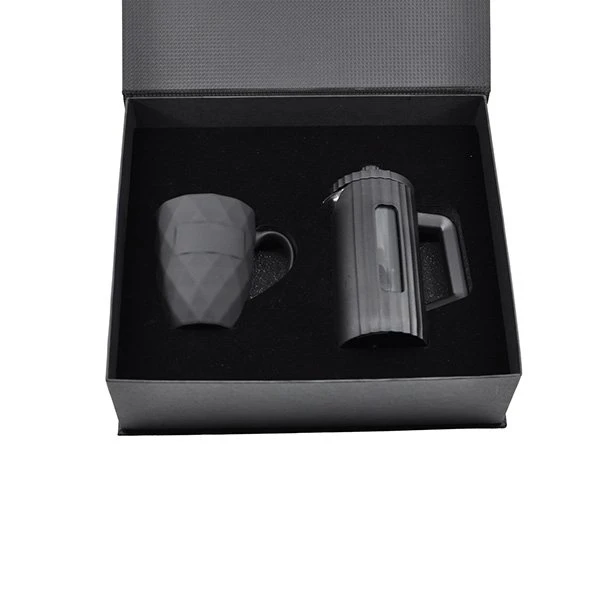 2 Ürünlü Vip Kutulu Hediye Seti (350 ML French Press - Diamond Porselen Bardak) Promozone
