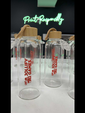 600 ml H2o Bambu Kapaklı Borosilikat Cam Matara