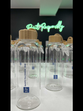 600 ml H2o Bambu Kapaklı Borosilikat Cam Matara