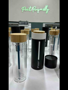 350 ml Bambu Kapak Cam Gövde Filtreli Matara