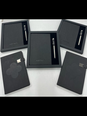 13×21 Termo Deri Defter & Metal Roller Kalem Kutulu Hediye Seti (Karton Kutu)