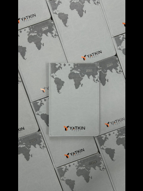 17 x 24 cm Dünya Haritalı Termo Deri Sert Kapaklı Günlük Tarihli Ajanda 336 Sayfa 70 gr Ivory Krem Çizgili İç Kağıt