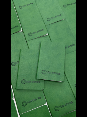 9 x 14 cm Yumuşak Termo Deri Kapaklı Cep Boy Tarihsiz Defter 80 Sayfa 80 gr Ivory Krem Çizgili