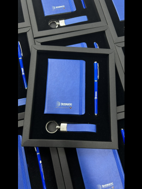 Cep Boy Termo Deri Defter, Metal Dokunmatik Kalem & Deri Anahtarlık Kutulu Hediye Seti