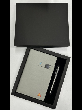 13×21 Termo Deri Defter & Metal Roller Kalem Kutulu Hediye Seti (Karton Kutu)