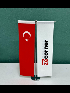Logo Baskılı Tekli ve İkili Masa Bayrak