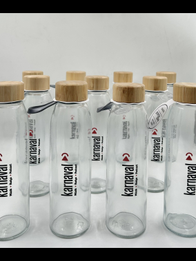 500ml Bambu Kapaklı Cam Su Şişesi