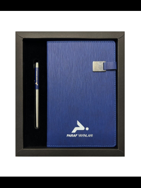 13×21 Termo Deri Defter & Metal Roller Kalem Kutulu Hediye Seti (Karton Kutu)