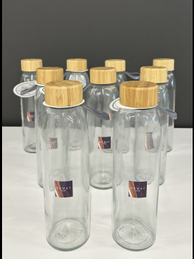 500ml Bambu Kapaklı Cam Su Şişesi