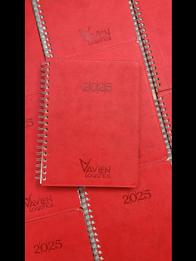20 x 28 cm Spiralli Termo Deri Kapaklı Günlük Tarihli Ajanda 336 Sayfa 70 gr Ivory Krem Çizgili İç Kağıt