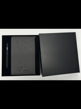 Hediyelik Set - 13X21 Renkli Kenar Not Defteri Metal Rubber Gövde Roller Kalem