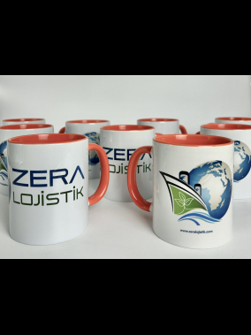 Süblimasyon Porselen Kulpu ve İçi Renkli Kupa - Kutulu