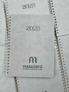 20 x 28 cm Spiralli Termo Deri Kapaklı Günlük Tarihli Ajanda 336 Sayfa 70 gr Ivory Krem Çizgili İç Kağıt