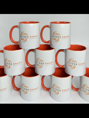 Süblimasyon Porselen Kulpu ve İçi Renkli Kupa - Kutulu