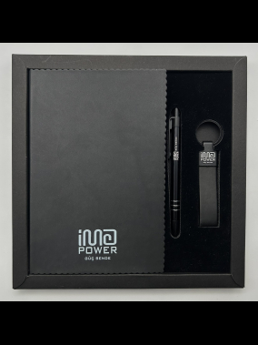 Defter, Metal Kalem & Deri Anahtarlık Kutulu Hediye Seti