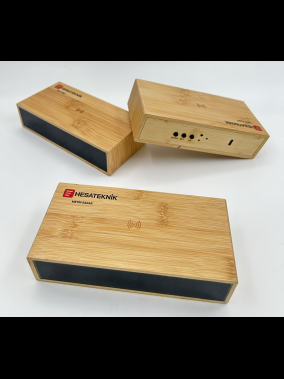 Bambu Gövde Kablosuz Şarj Cihazı Alarm-Saat-Takvim Özellikli