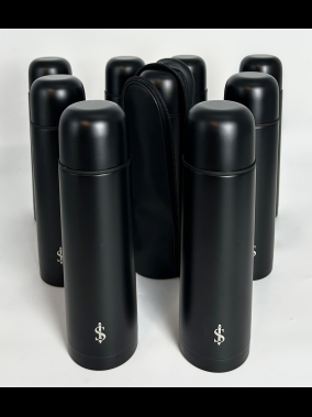 500 ML Siyah Bardaklı Termos (Deri Kılıflı)