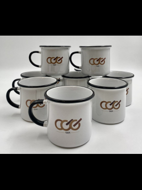 Süblimasyon Kulpu ve Ağız Çevresi Renkli Enamel Emaye Kupa - Kutulu