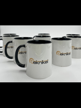 Süblimasyon Porselen Kulpu ve İçi Renkli Kupa - Kutulu