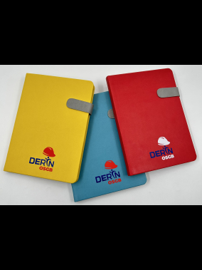 13 x 21 cm Termo Deri Magnet Kapaklı Tarihsiz Defter 240 Sayfa 70 gr Ivory Krem Çizgili Kenar Boyalı