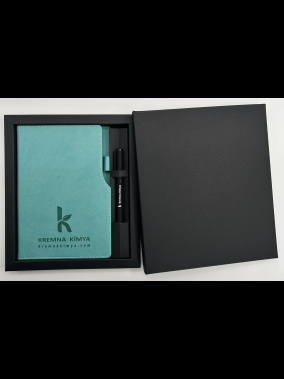 Termo Deri Defter & Metal Roller Kalem Kutulu Hediye Seti