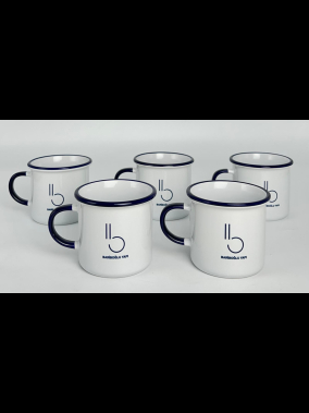 Süblimasyon Kulpu ve Ağız Çevresi Renkli Enamel Emaye Kupa - Kutulu