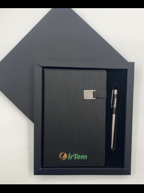 13×21 Termo Deri Defter & Metal Roller Kalem Kutulu Hediye Seti (Karton Kutu)