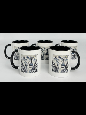 Süblimasyon Porselen Kulpu ve İçi Renkli Kupa - Kutulu