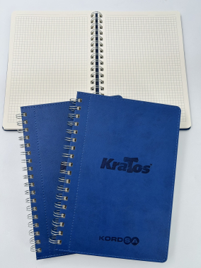 17 x 24 cm Spiralli Termo PU Sert Kapaklı Tarihsiz Defter, 240 Sayfa, 80 gr Ivory Krem Kareli İç Kağıt