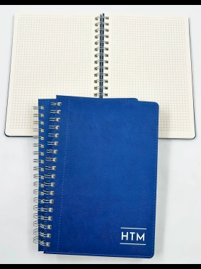 17 x 24 cm Spiralli Termo PU Sert Kapaklı Tarihsiz Defter, 240 Sayfa, 80 gr Ivory Krem Kareli İç Kağıt