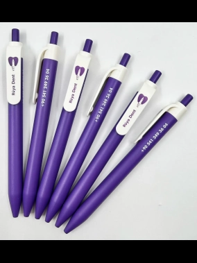 Basmalı Beyaz Klipsli Plastik Tükenmez Kalem